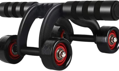 4-Wheel  Abdominal Exercise Roller for Six Pack Abs, Core Workout Trainer, Stomach Exercises with Knee Mat, Sport Fitness for Men and Women